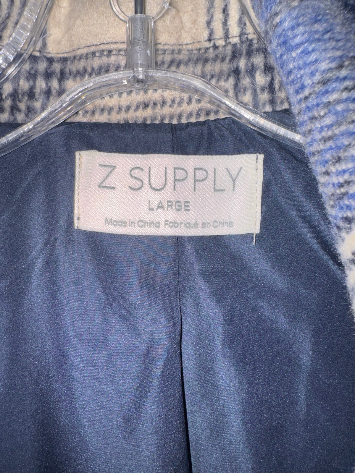 Z Supply Navy & Cream Plaid Fringe Coat