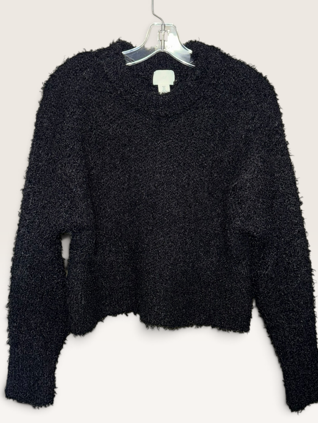 H&M Black Fuzzy Cropped Sweater