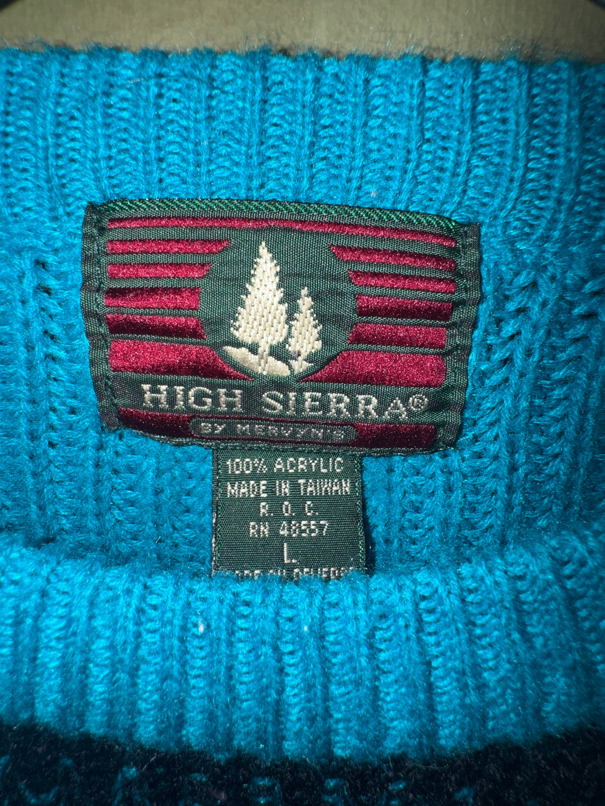 High Sierra by Mervyn’s Turquoise Striped Sweater