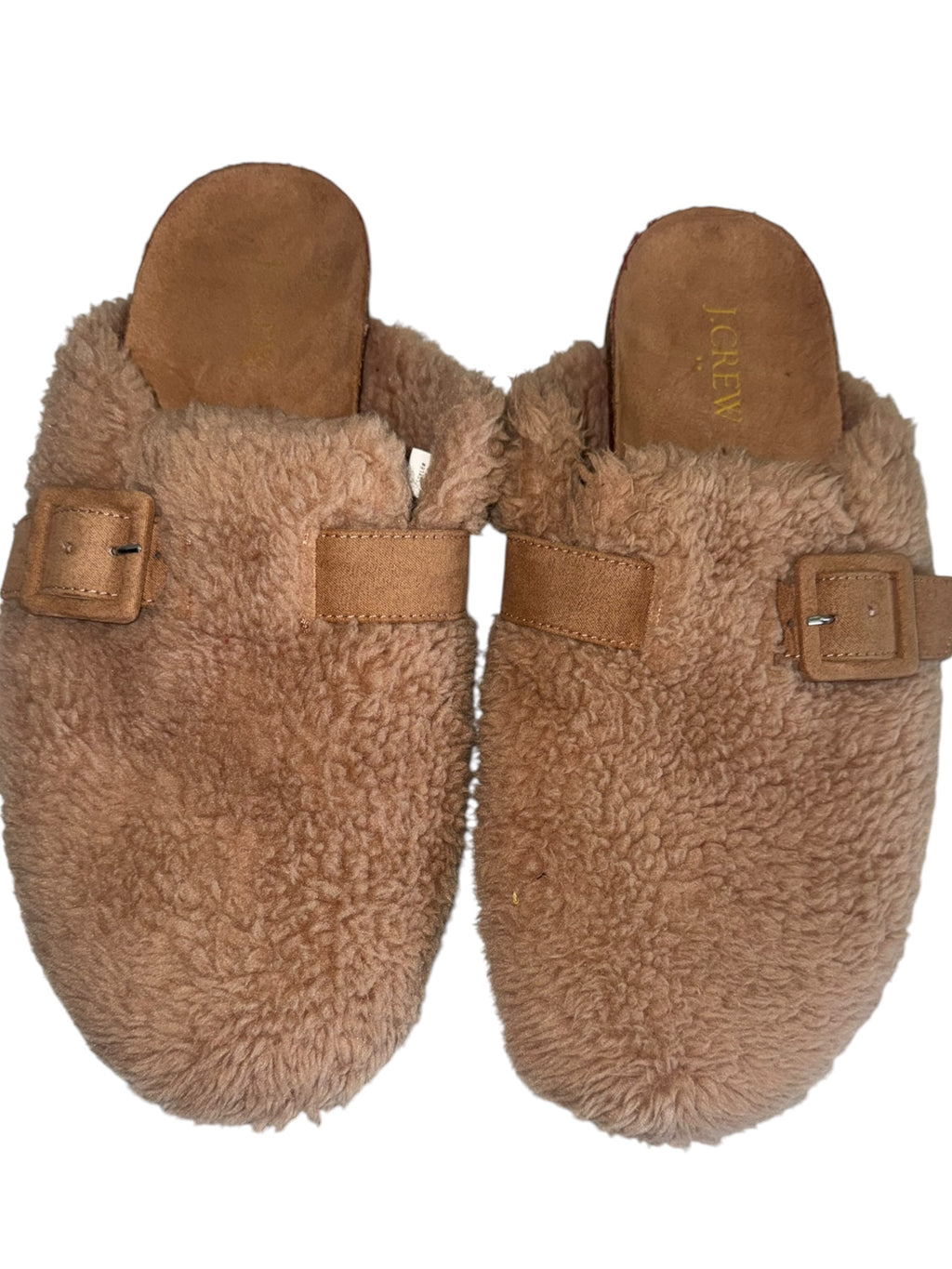 J.Crew Brown Sherpa Buckle Clog Mules