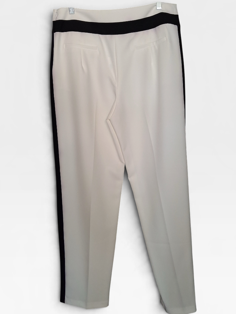 MILLY Black & White Cady Stretch Tuxedo Trousers
