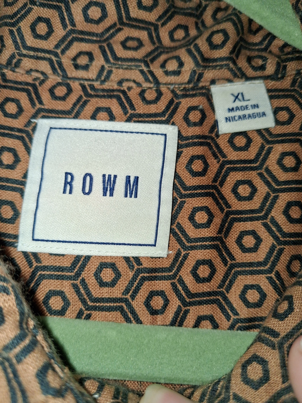 Rown Men's Rust & Black Geometric Print Short Sleeve Shirt