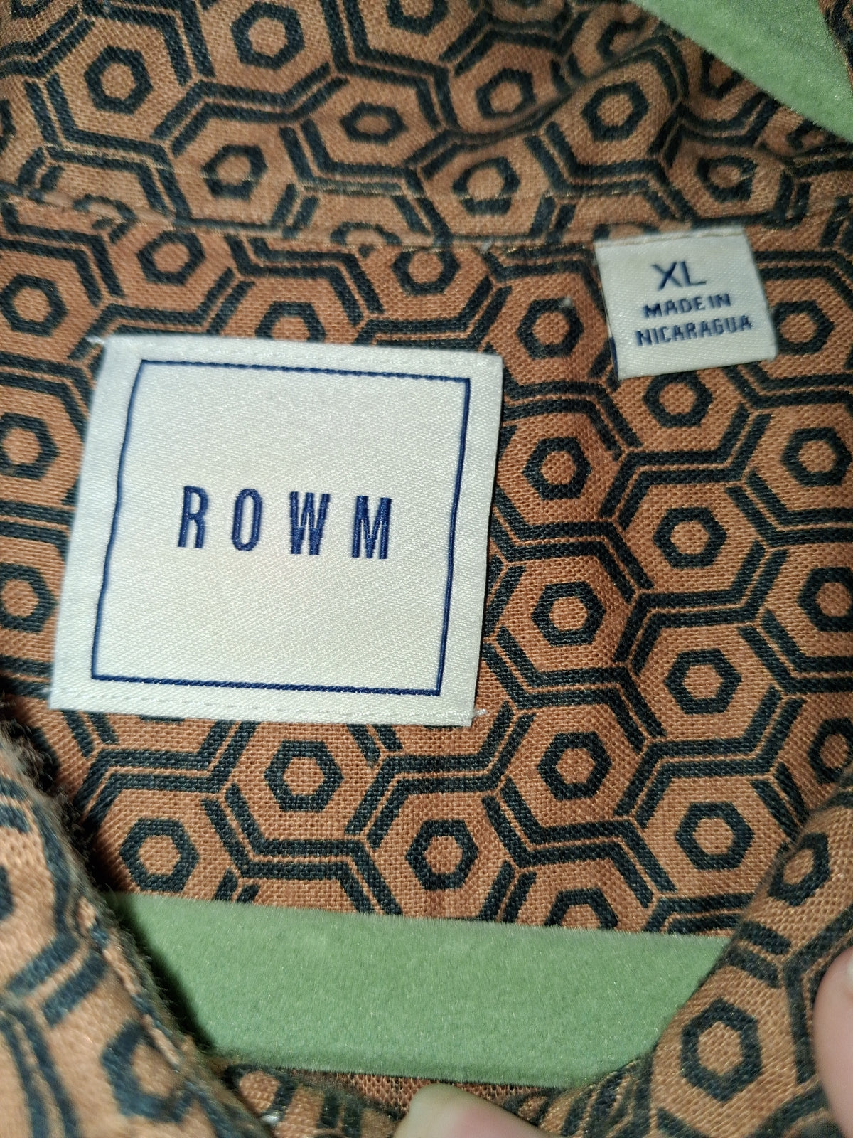 Rown Men's Rust & Black Geometric Print Short Sleeve Shirt