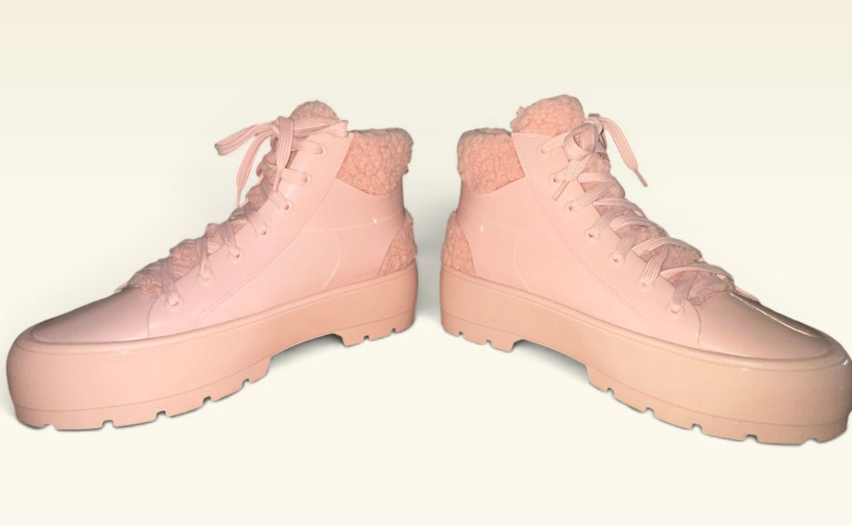 Melissa Fluffy Blush Pink Platform Sneaker Boots