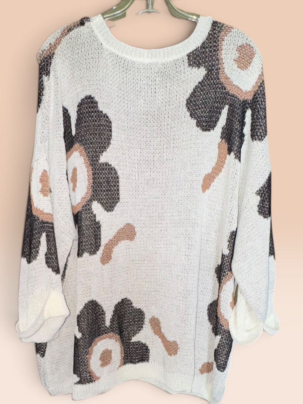 Jodifl Cream Floral Knit Sweater