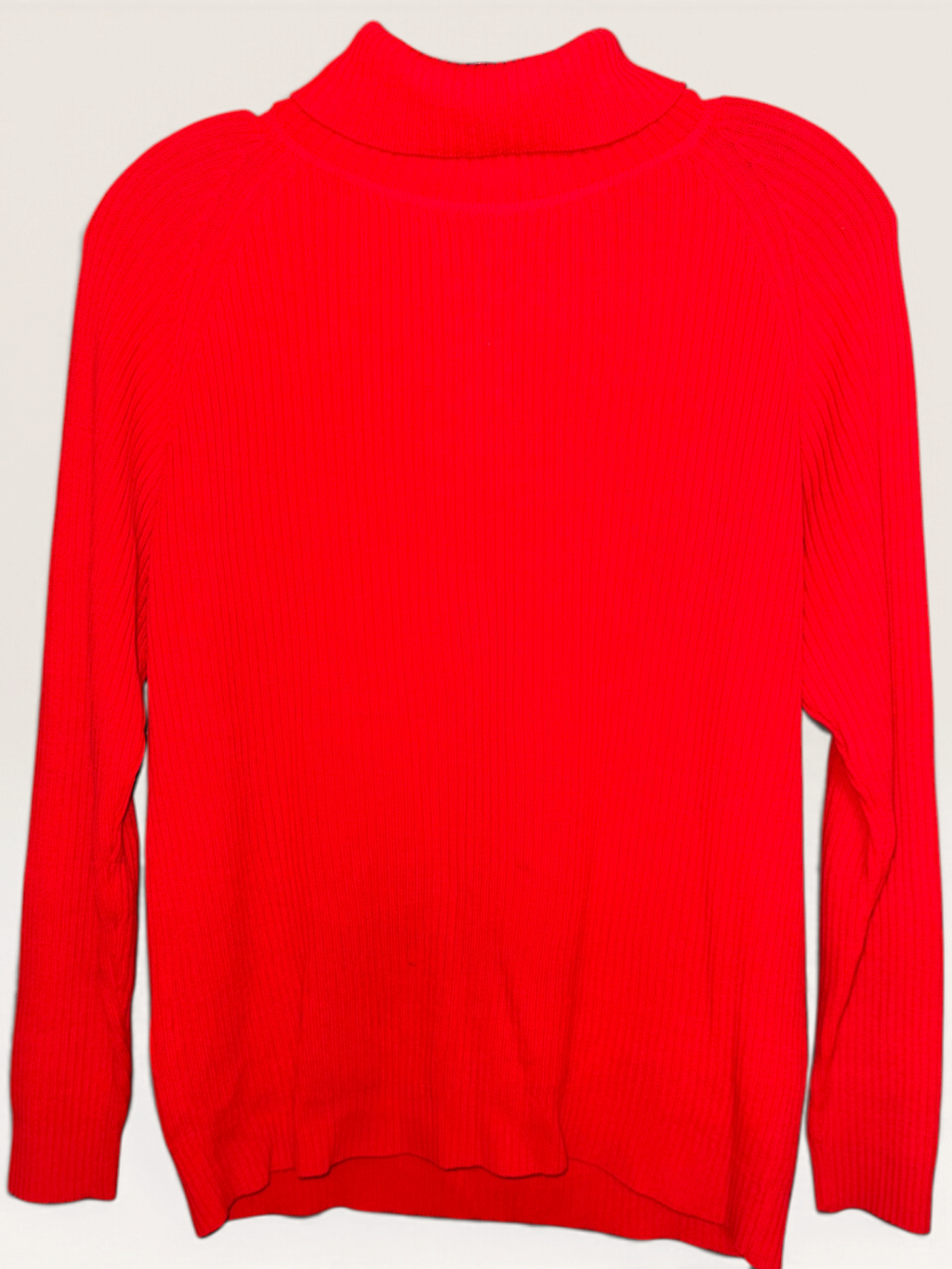 Red Ribbed Quarter-Zip Mock-Neck Sweater