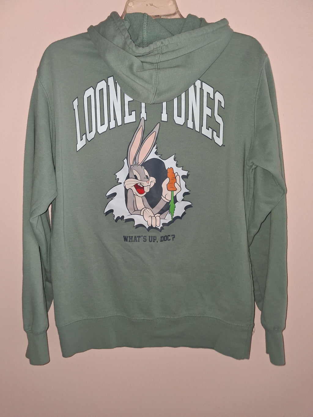 Looney Tunes Bugs Bunny “What’s Up, Doc?” Sage Green Hoodie