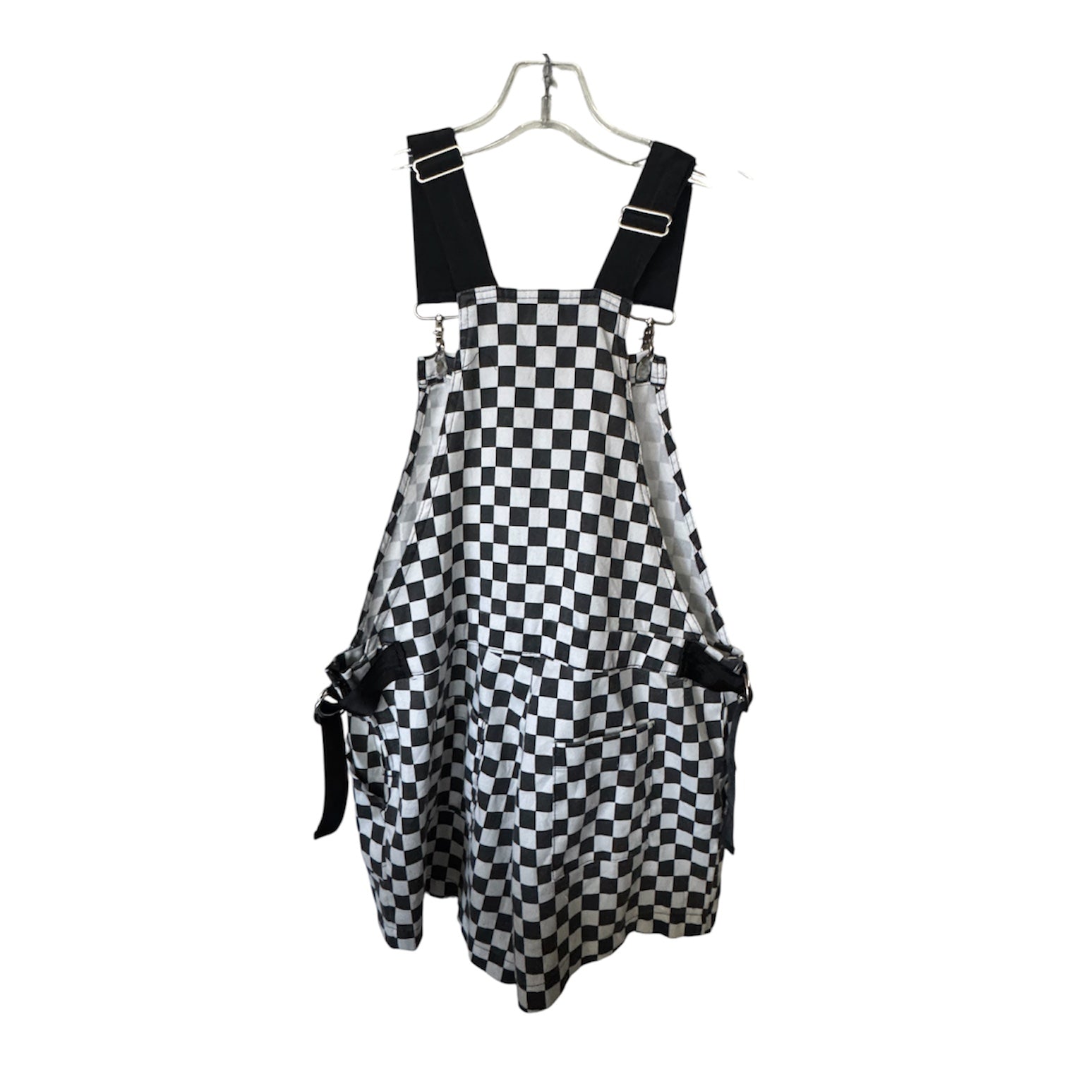 Hot Topic Checkerboard Overall Romper | Black & White Skater Overalls