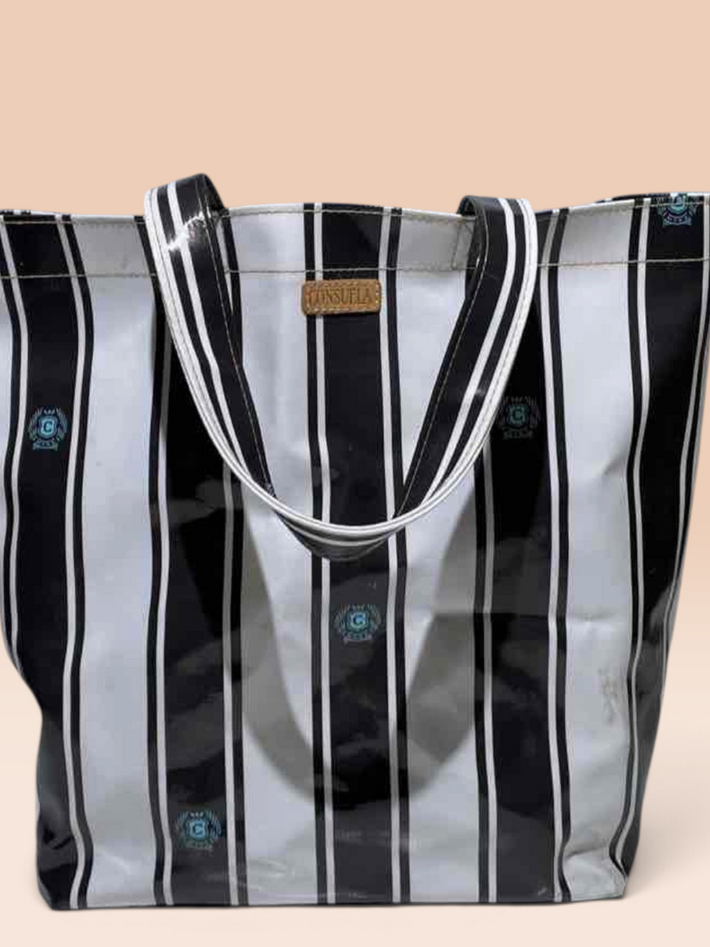 Retired Consuela Black & White Striped Grab N Go Basic Tote