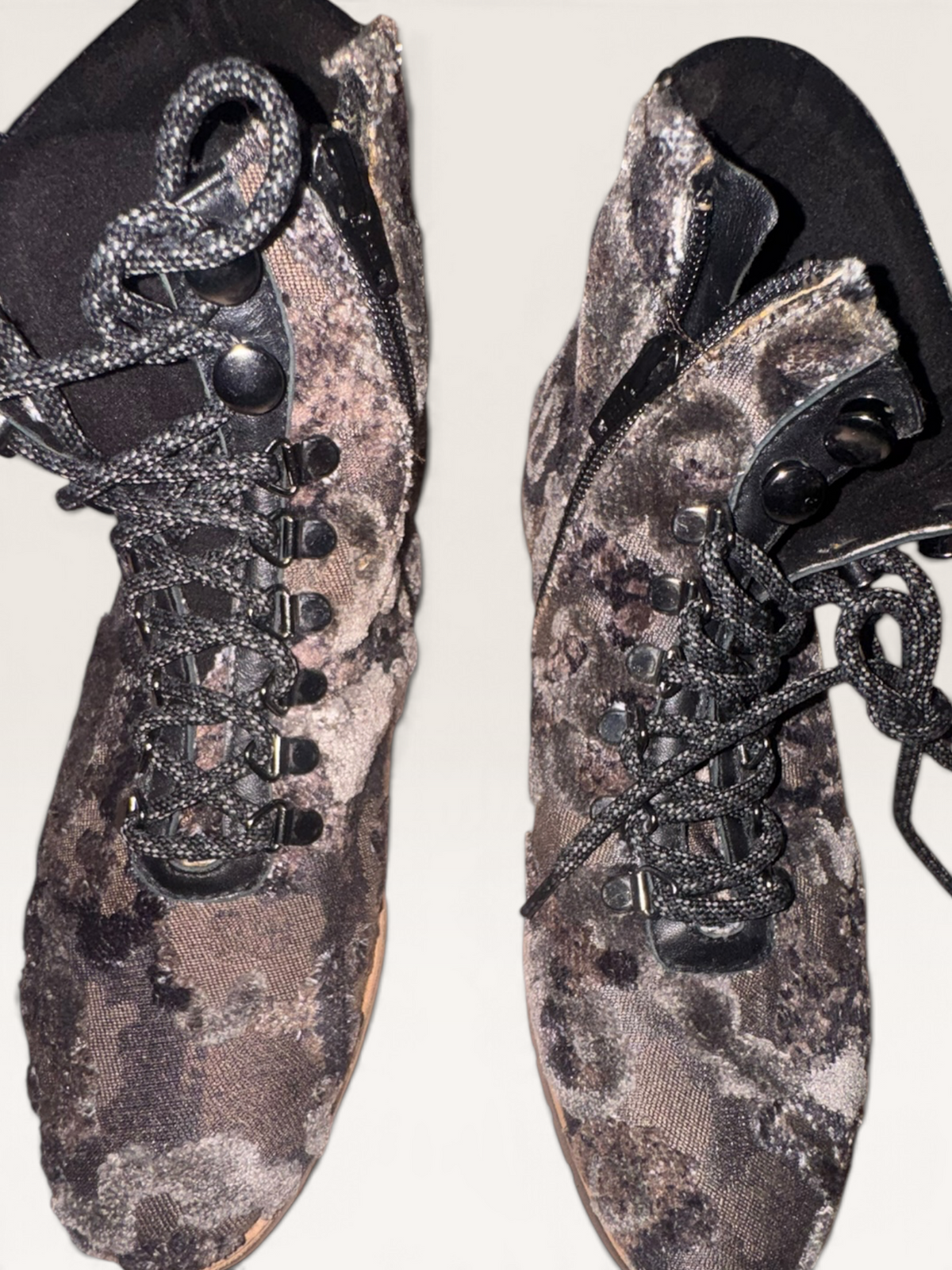 Floral Tapestry Lace-Up Ankle Boots