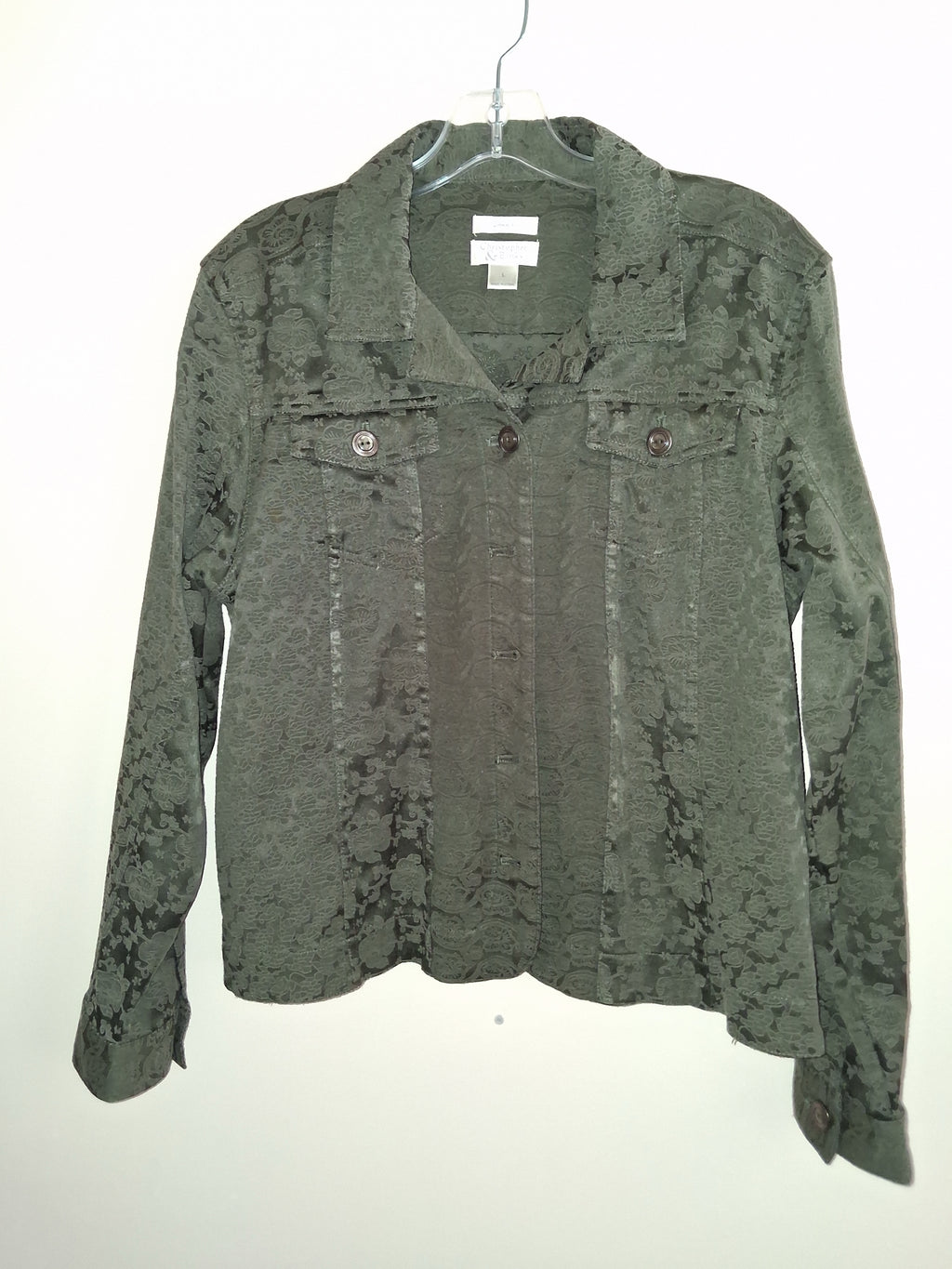 Christopher & Banks Olive Floral Lace Jacket