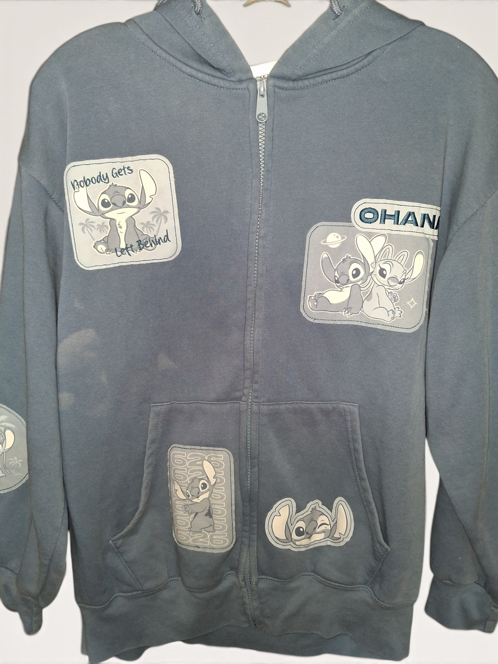 Disney Stitch & Angel Ohana Patchwork Zip-Up Hoodie