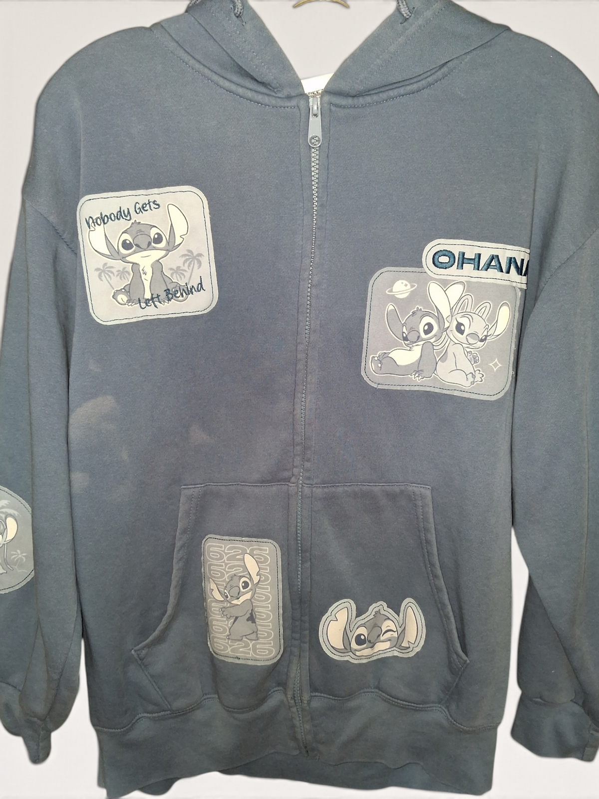 Disney Stitch & Angel Ohana Patchwork Zip-Up Hoodie
