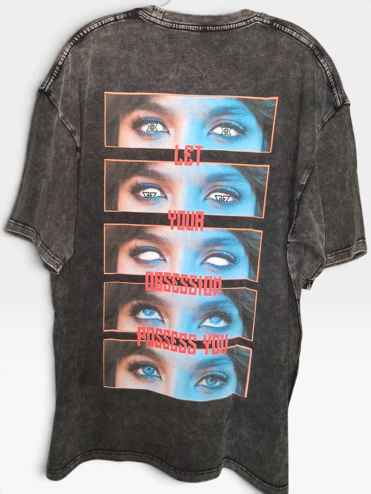 Distressed Acid Wash Graphic T-Shirt “Let Your Obsession Possess You”