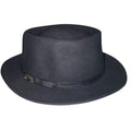 Black Wool Blend Pork Pie Hat with Buckle Band
