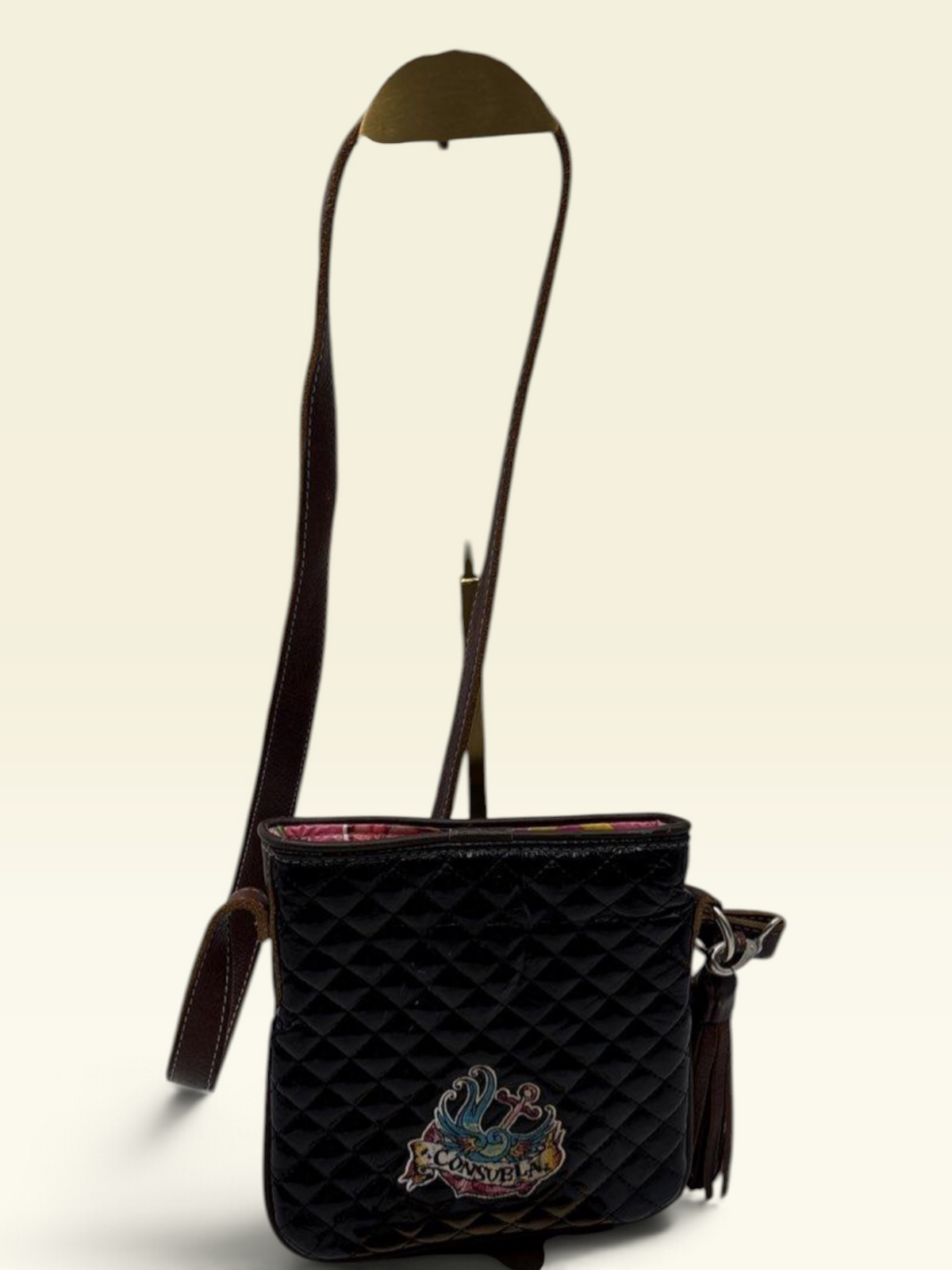Consuela Quilted Patent Leather Crossbody Bag