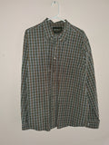 Eddie Bauer Green, Navy & White Tartan Plaid Shirt