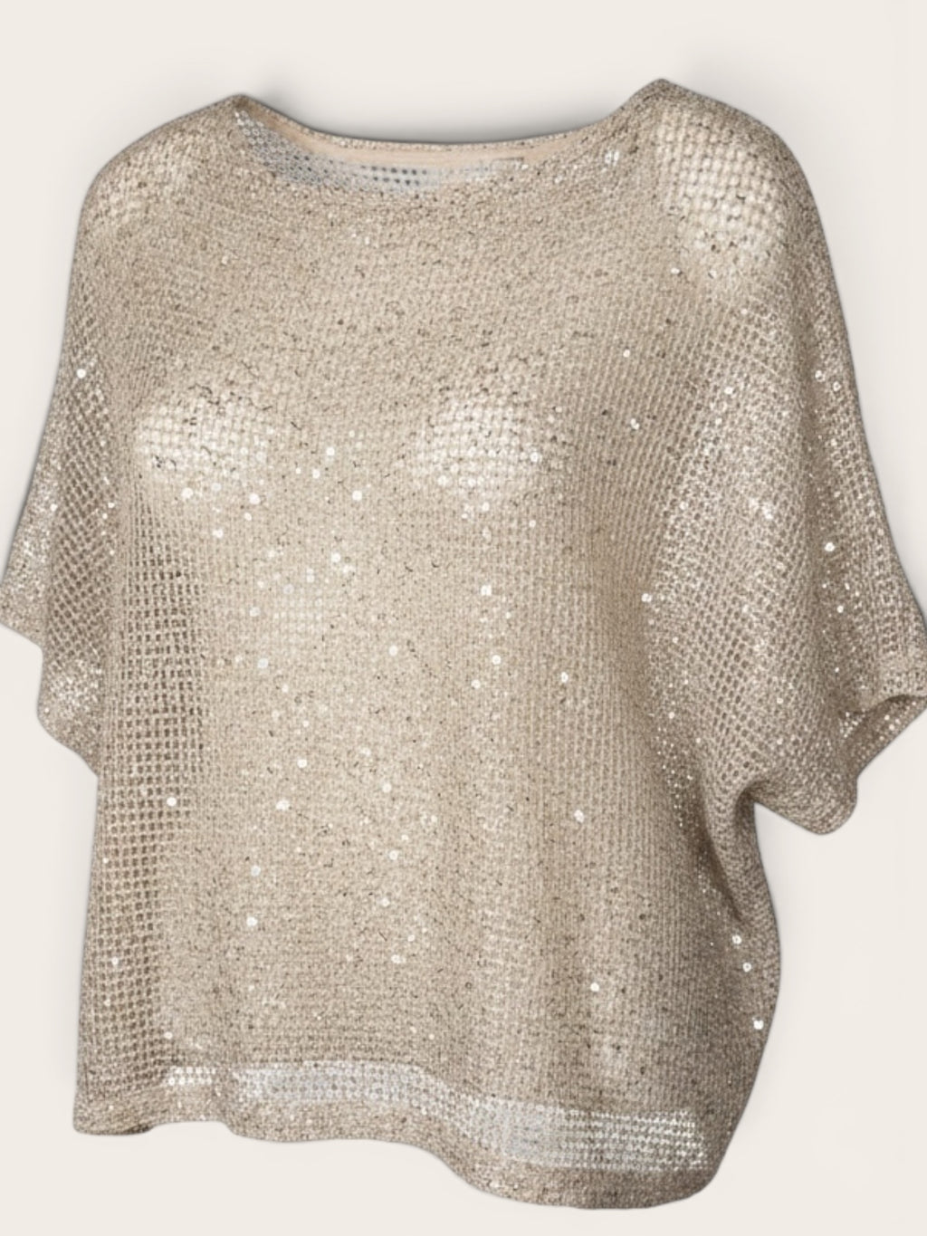 Women’s Sequin Sheer Short Sleeve Glitter Shirt