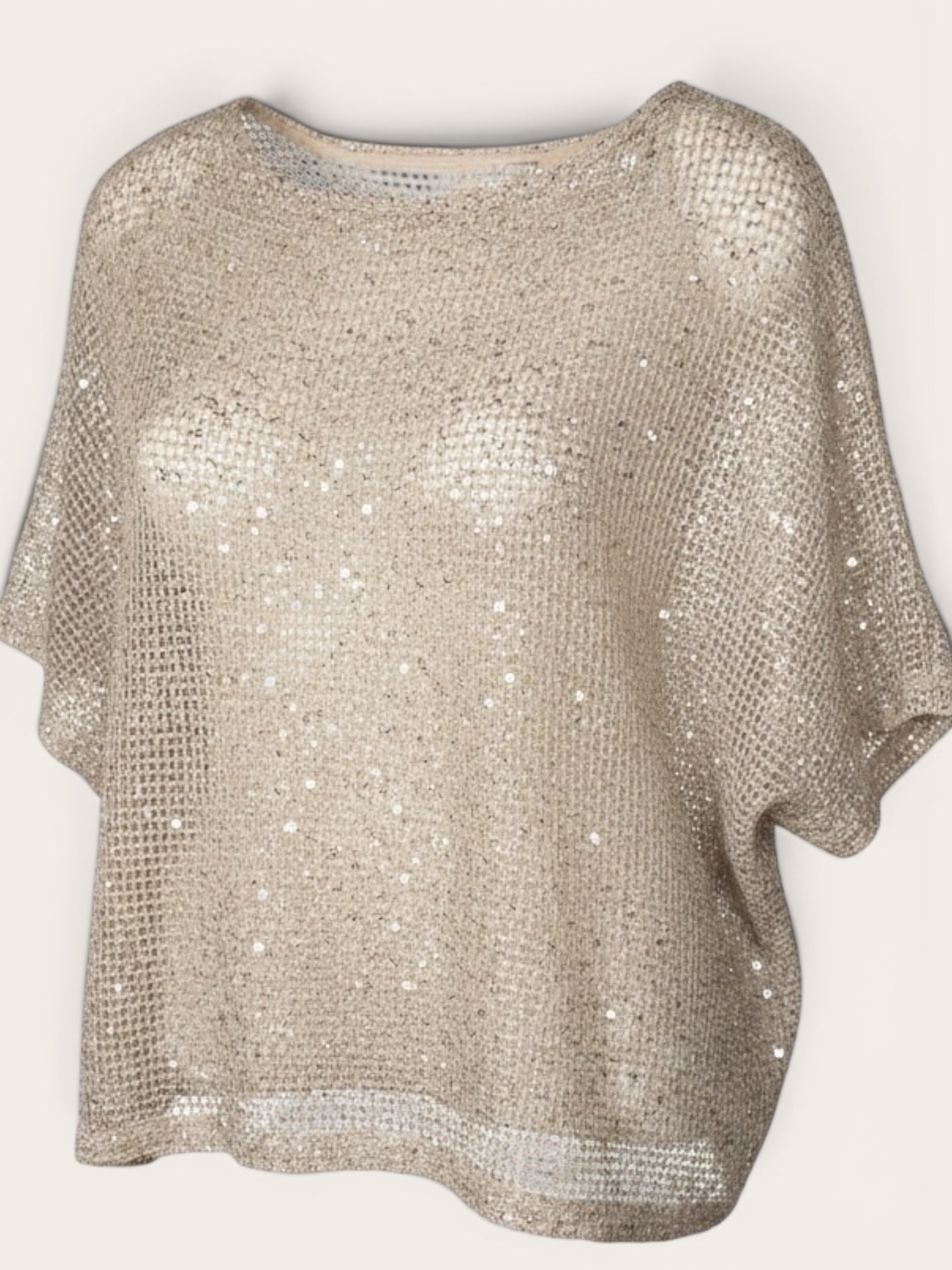 Women’s Sequin Sheer Short Sleeve Glitter Shirt