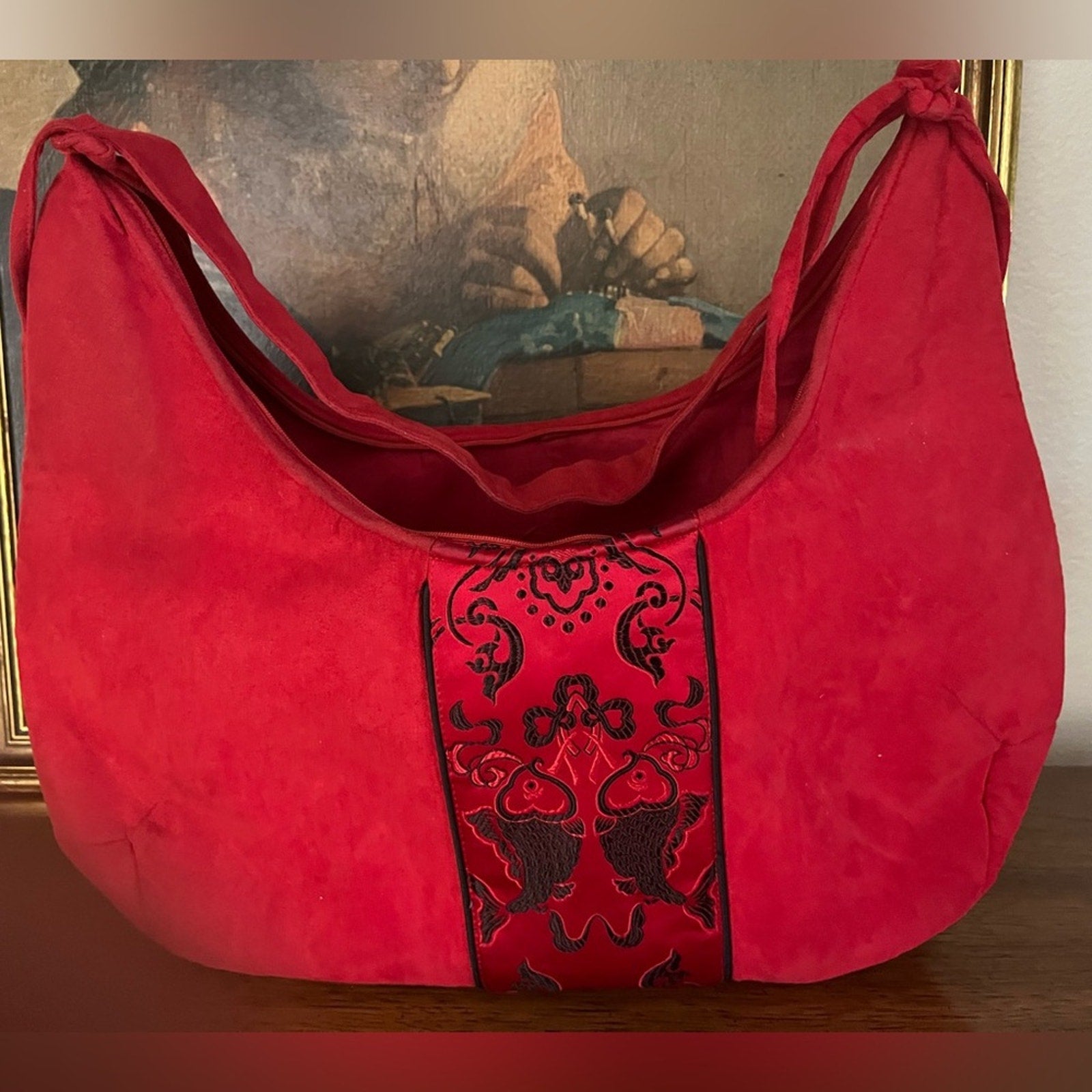 Red velvet bag