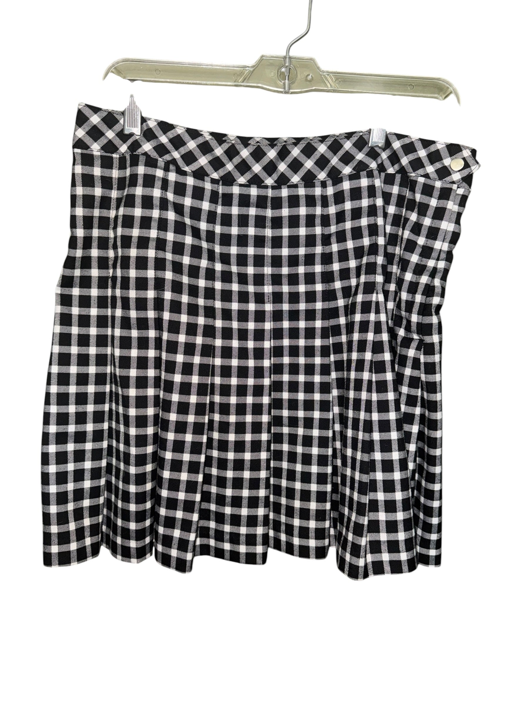 H&M Black and White Gingham Pleated Skirt