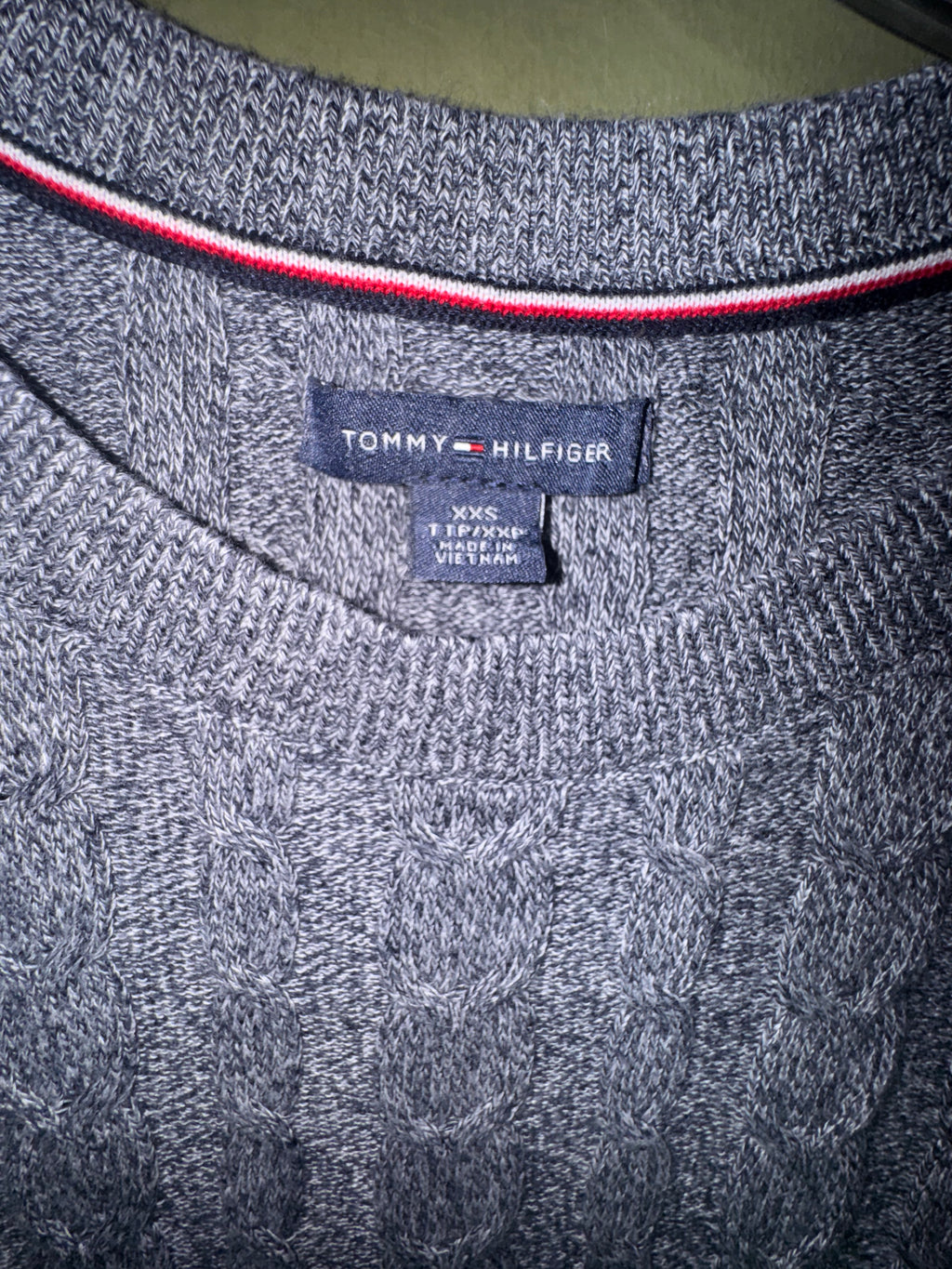 Tommy Hilfiger Grey Cable Knit Short Sleeve Sweater