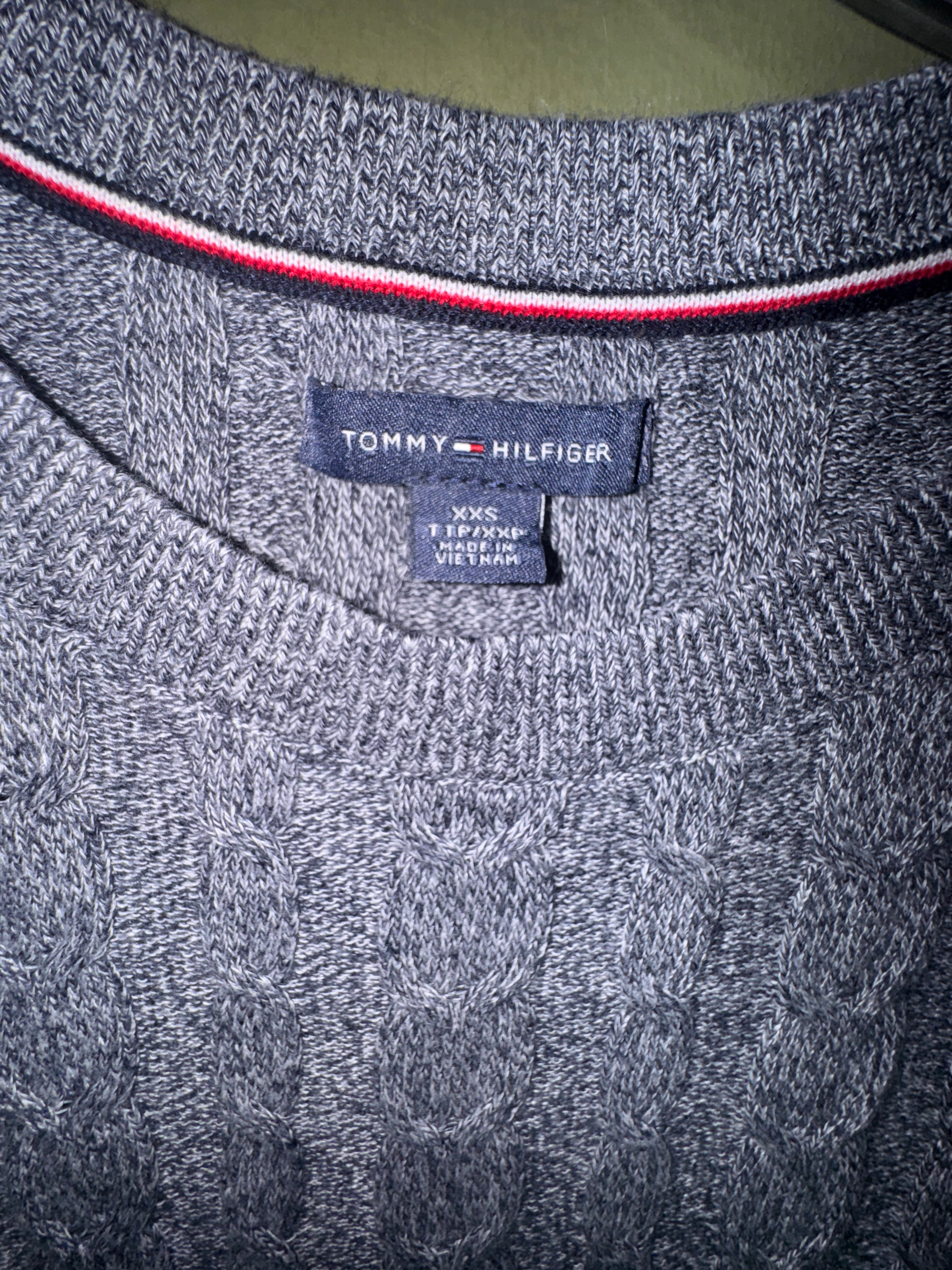 Tommy Hilfiger Grey Cable Knit Short Sleeve Sweater