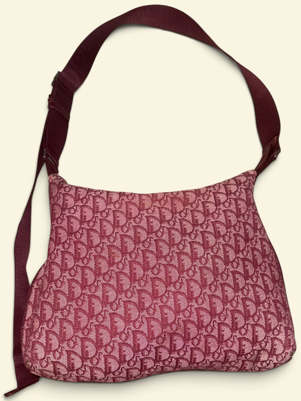 Christian Dior Burgundy Trotter Monogram Jacquard Crossbody Messenger Bag