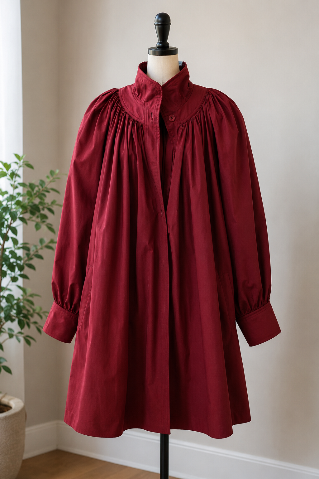 Vintage ESCADA by SRB Burgundy Trench Coat Jacket Made in Western Germany