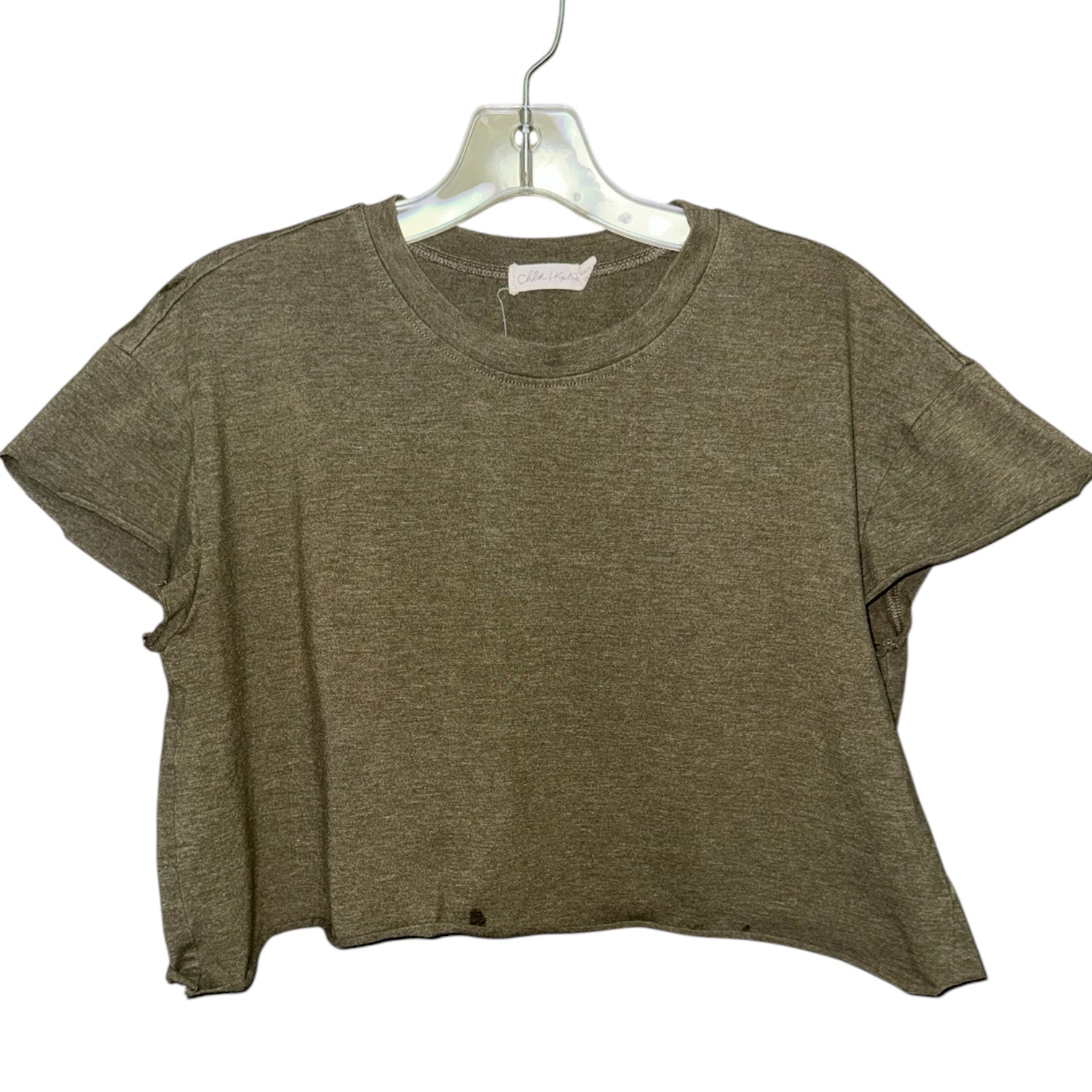 Chloe + Katie Olive Raw Hem Crop Top
