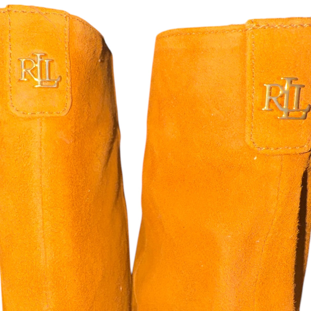 Lauren Ralph Lauren Caramel Suede Block-Heel Boots