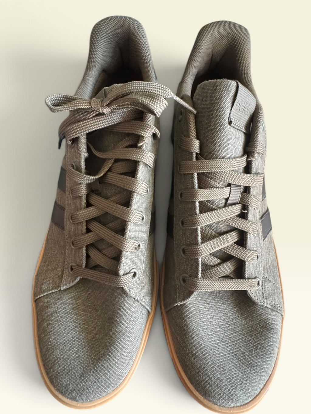 Adidas Canvas Sneakers with Black Stripes & Gum Soles