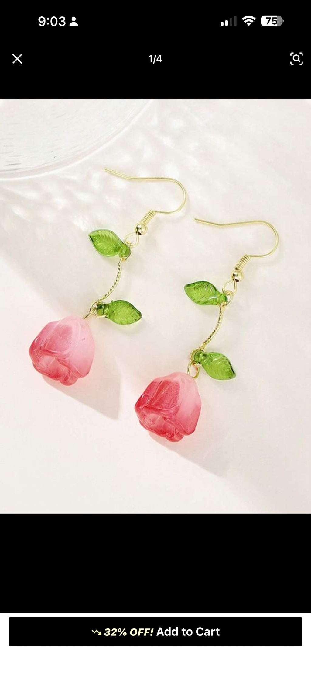 Long Rose Drop Earrings