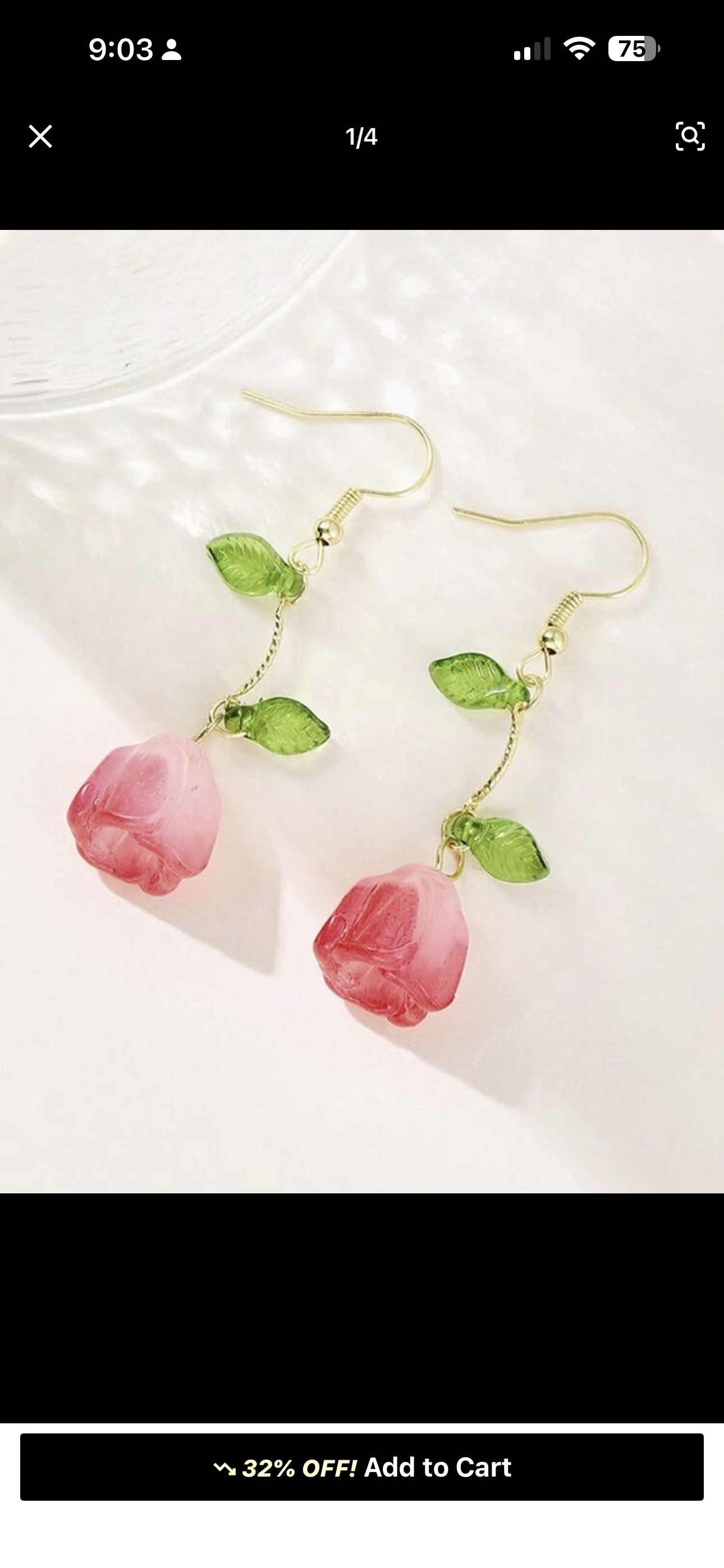 Long Rose Drop Earrings