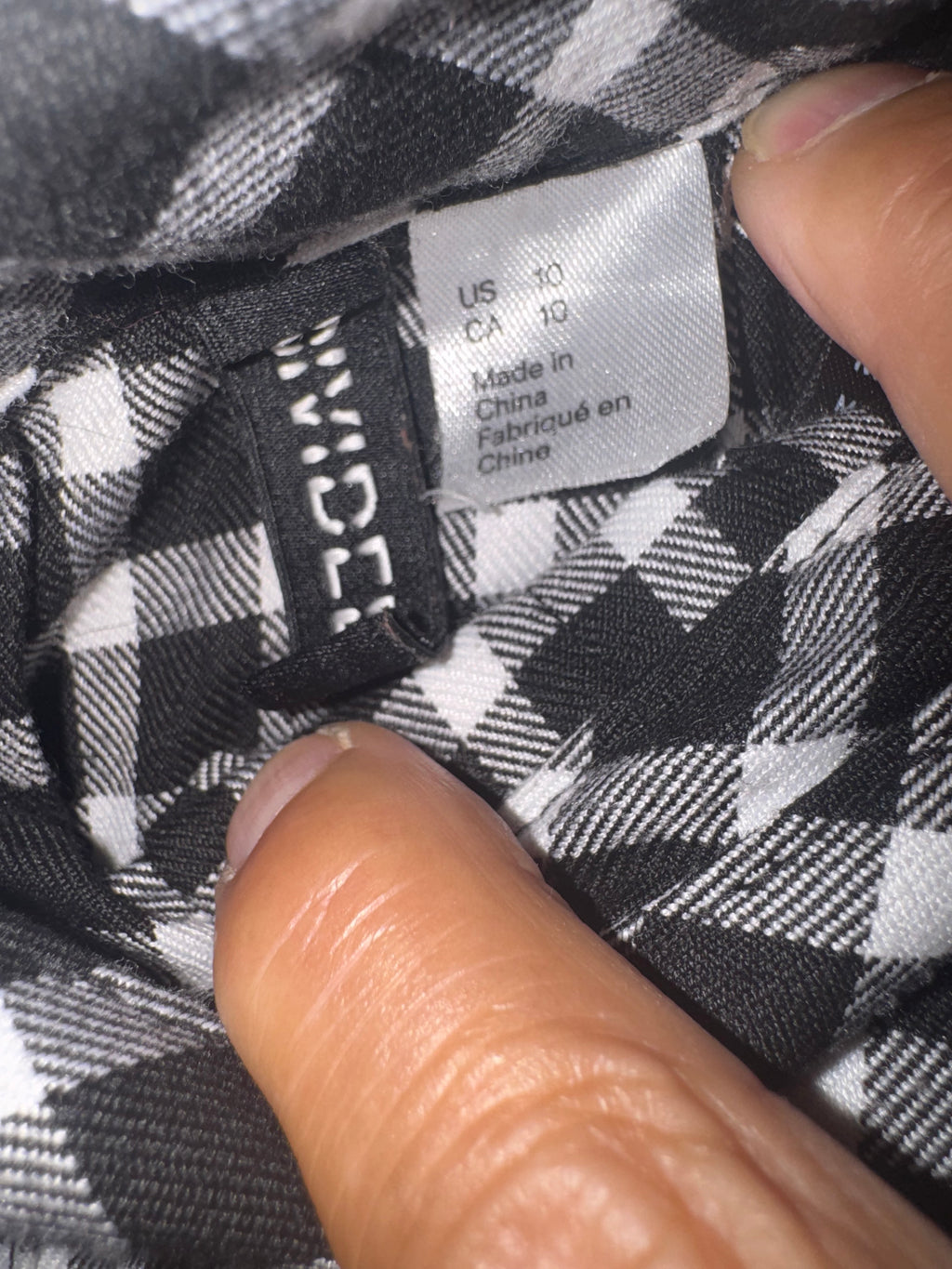 H&M Black and White Gingham Pleated Skirt