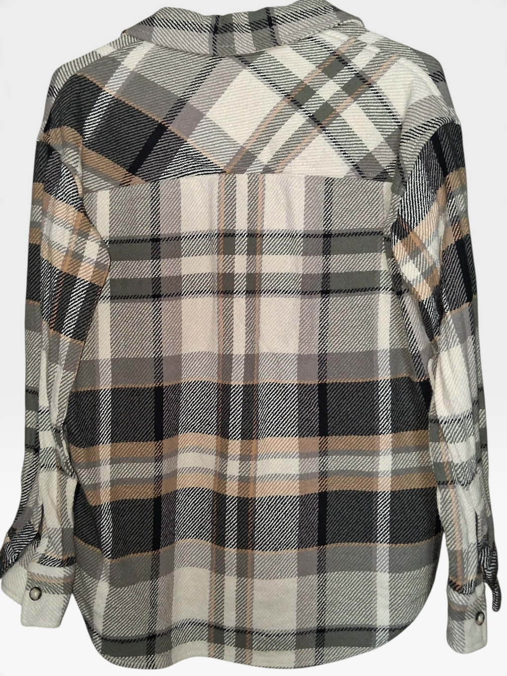 Natural Reflections Women's Neutral Plaid Flannel Shirt