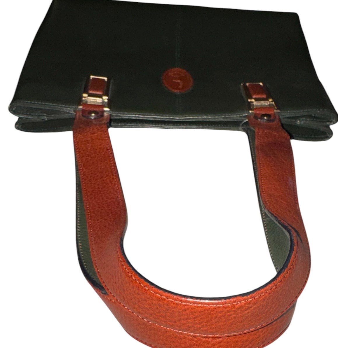 Osmondo Forest Green & Cognac Pebbled Leather Tote