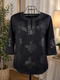 Peck & Peck Weekend Black Appliqué Tunic