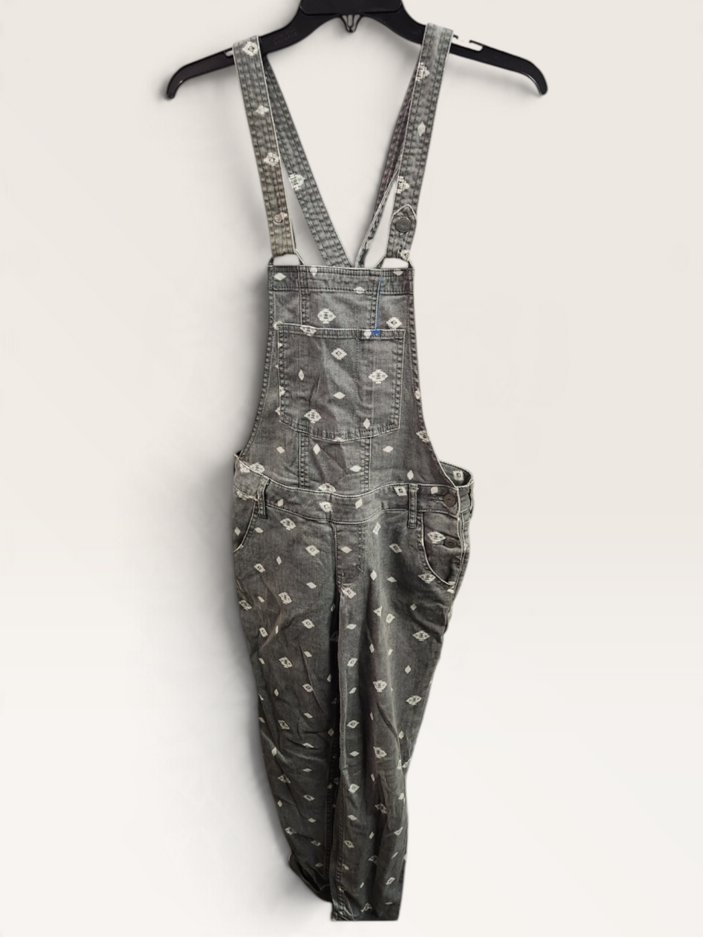 Hollister Gray Printed Denim Overalls