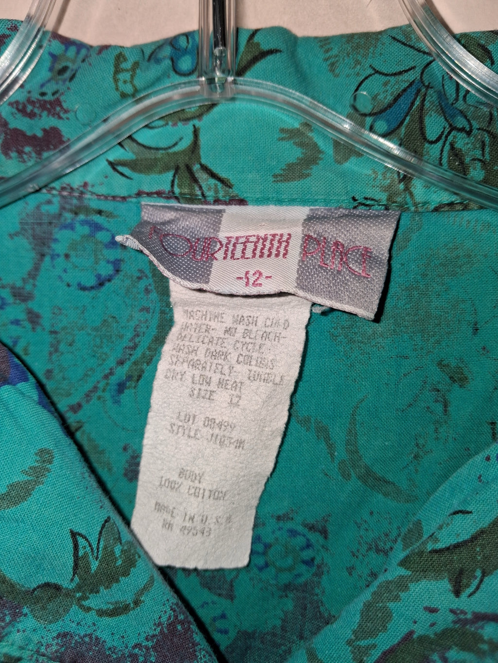 Fourteenth Place Teal Paisley Button-Up Blouse