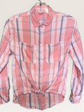 Pink Plaid Tie-Front Shirt