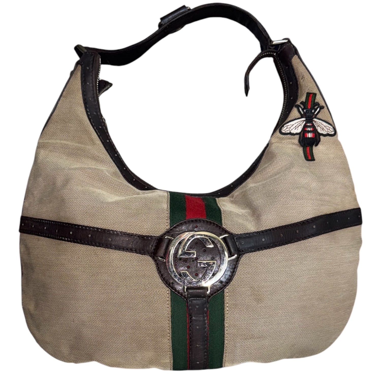 Gucci New Britt GG Canvas Bee Hobo Bag