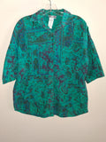 Fourteenth Place Teal Paisley Button-Up Blouse