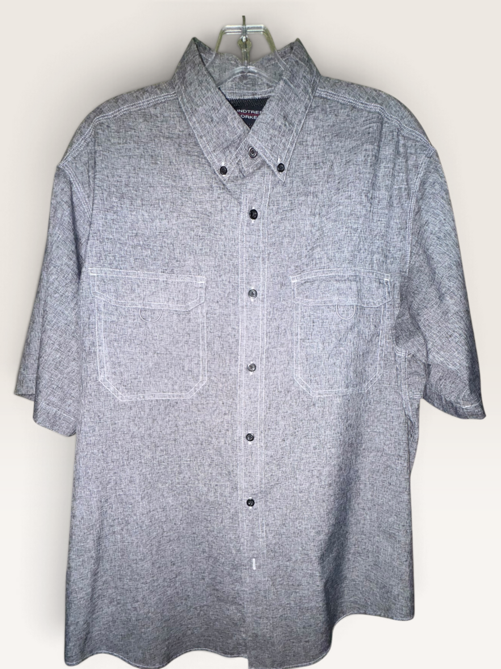 Roundtree & Yorke Heather Gray Outdoor Button-Up