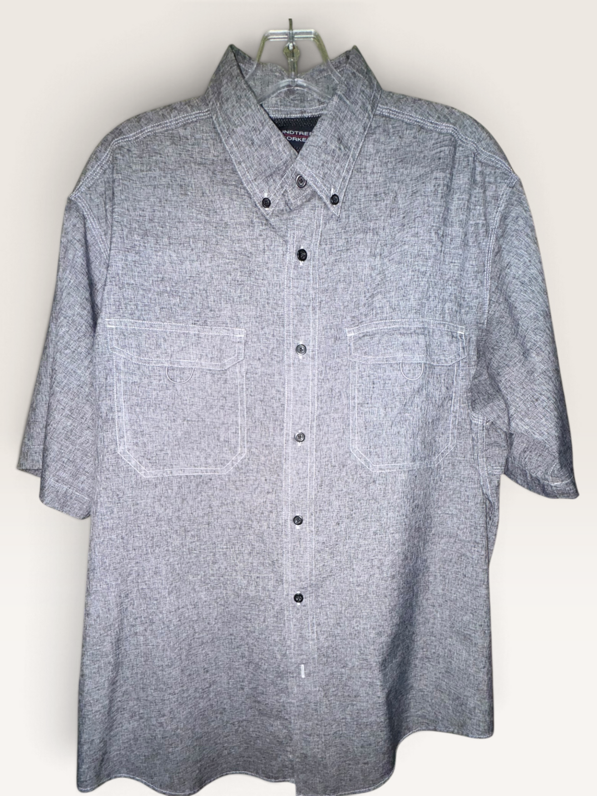 Roundtree & Yorke Heather Gray Outdoor Button-Up