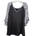 Leopard Sleeve Flutter Top