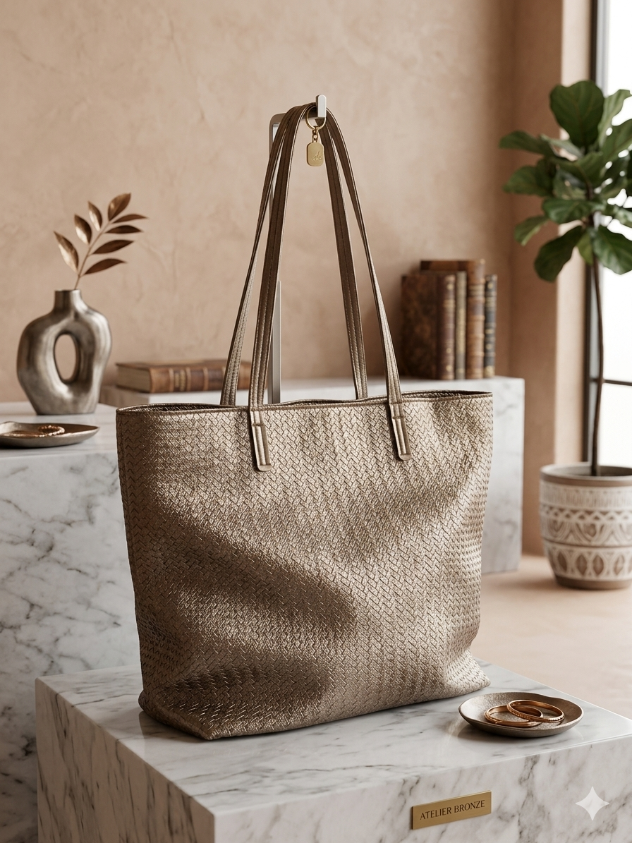 Metallic Woven Tote Bag – Gold Luxe Everyday Carry