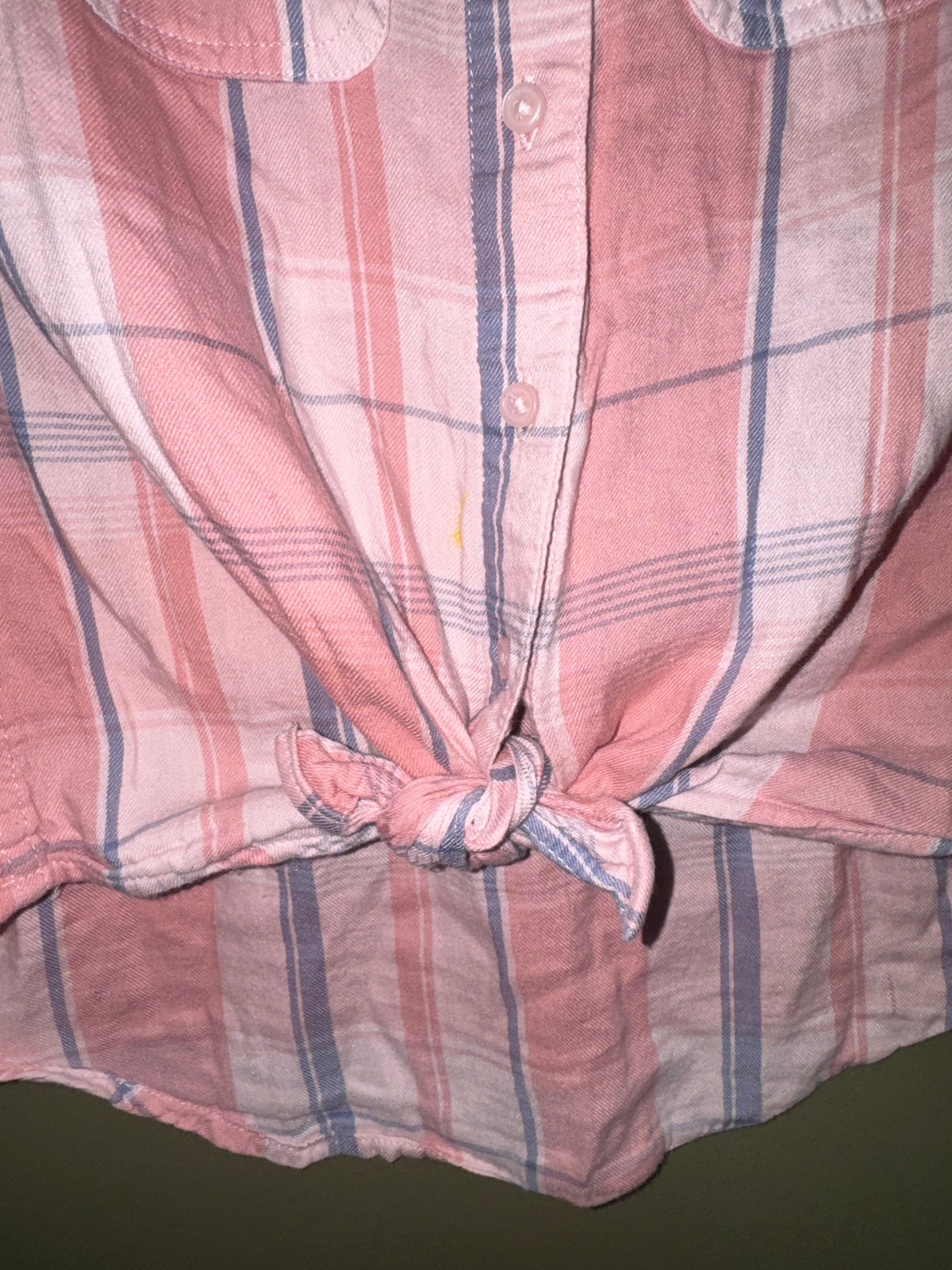 Pink Plaid Tie-Front Shirt