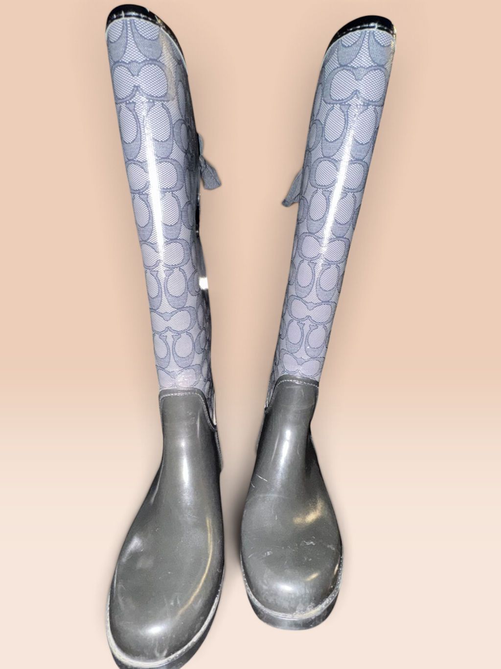 Coach Signature C Tall Lace-Up Rain Boots