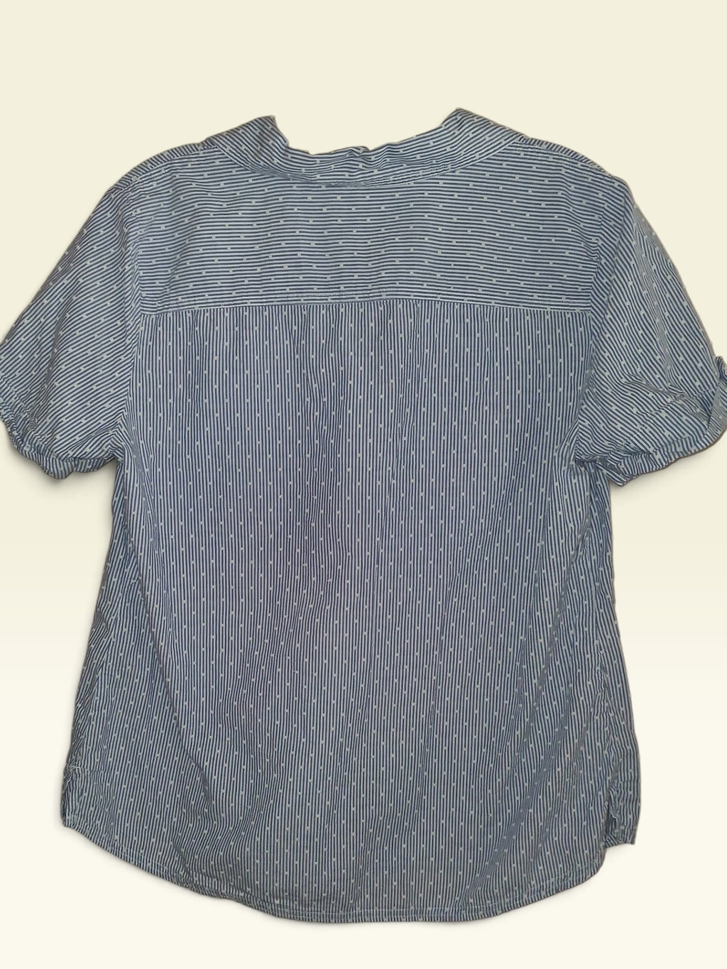 Karen Scott Blue & White Striped Cotton Blouse